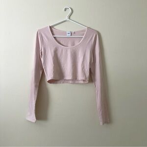 Aritzia Pink Long Sleeve Crop Top